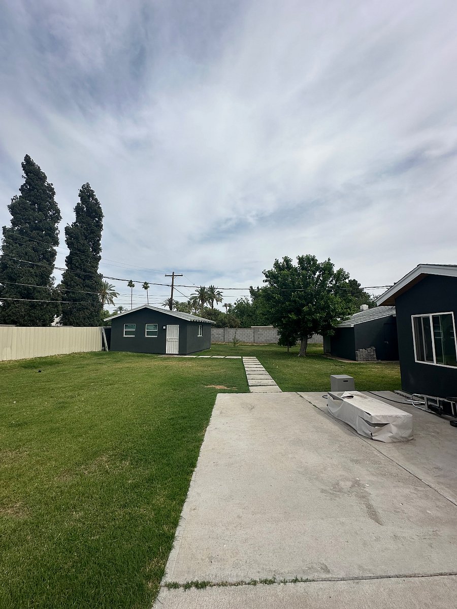 The casita is on the left of the photo. Its is fully detached within a gated yard. It is about 150 feet from the main house.