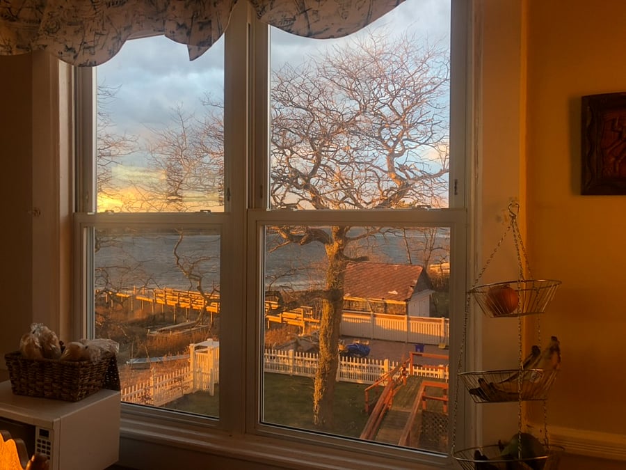 View from house at sunset