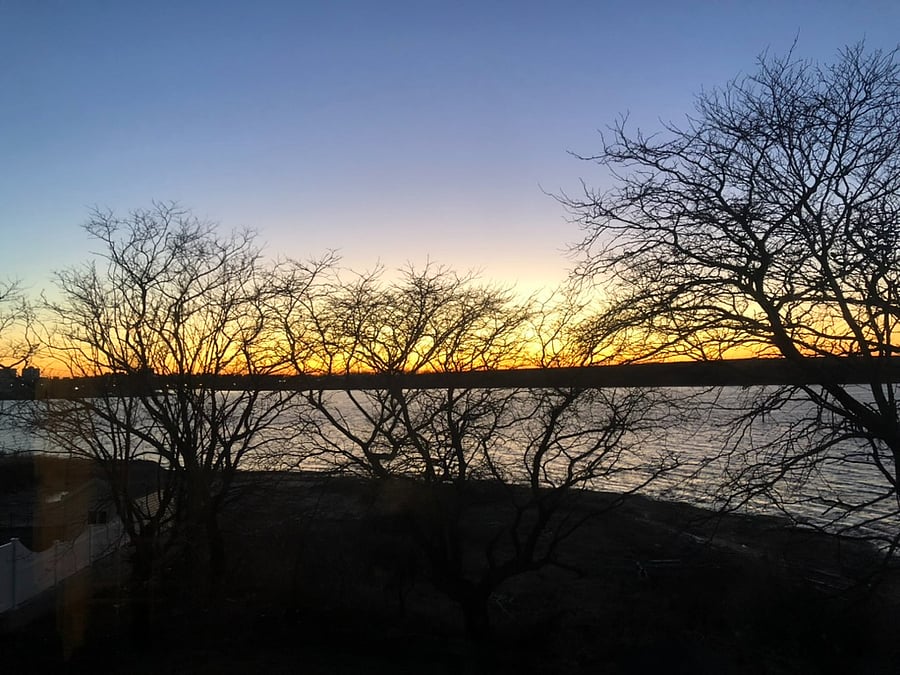 View from house at sundown