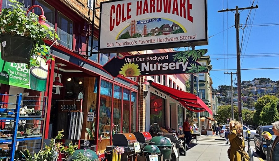 Charming local Cole Valley Hardware on Cole St. 5 minutes away (next to many other shops, cafes, bars and gyms + drop-in urgent care)