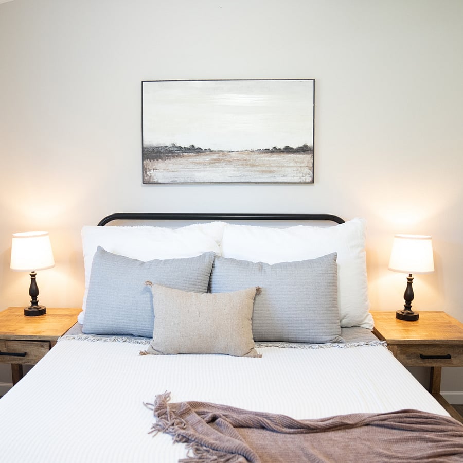 queen bed in primary room