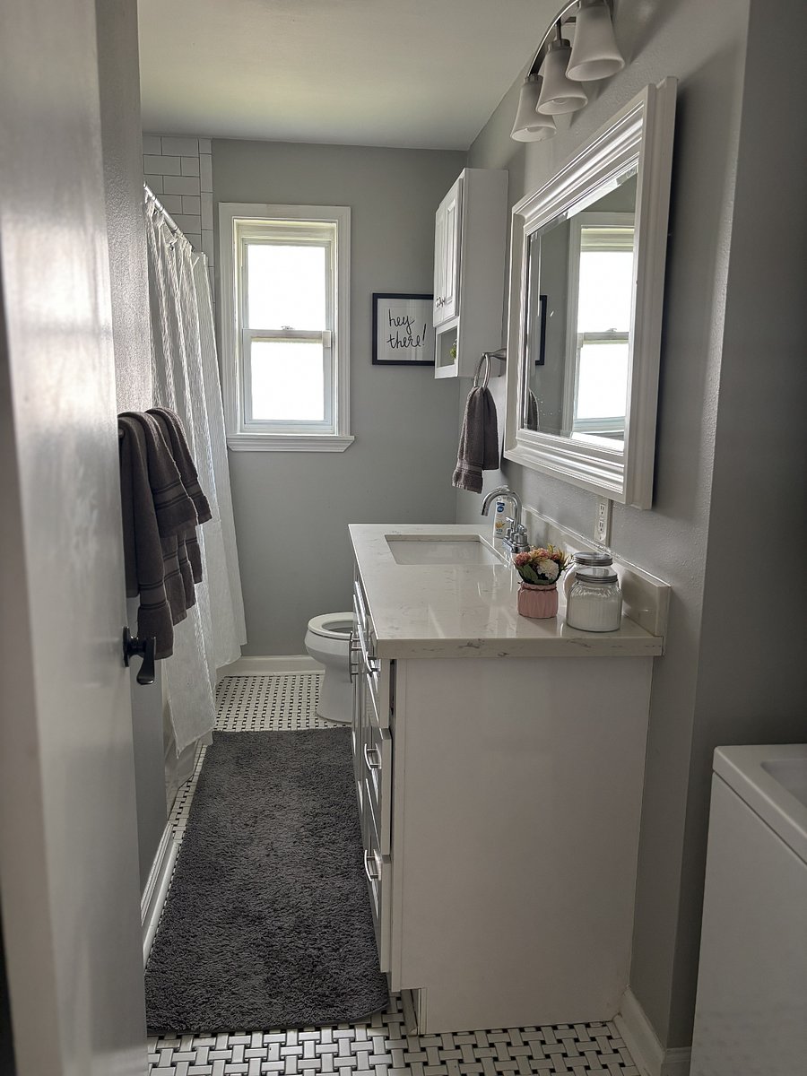 Bathroom; full cast iron tub with shower