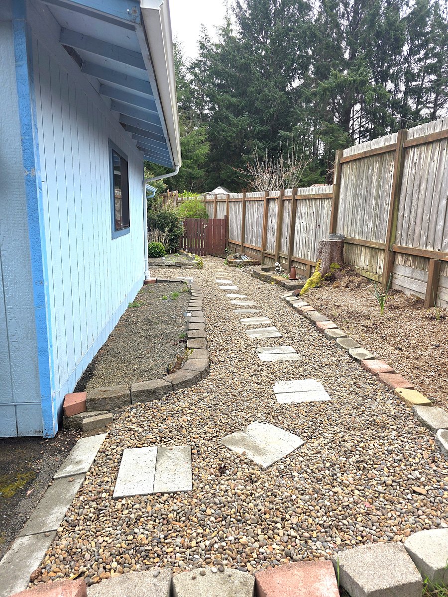 Side walkway providing access to back yard