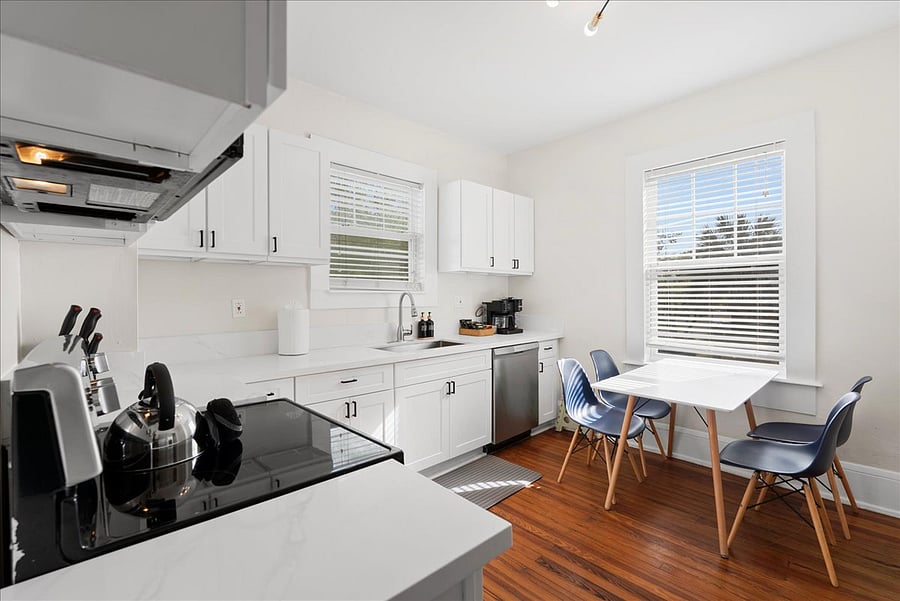 Fully stocked new kitchen with updated appliances.