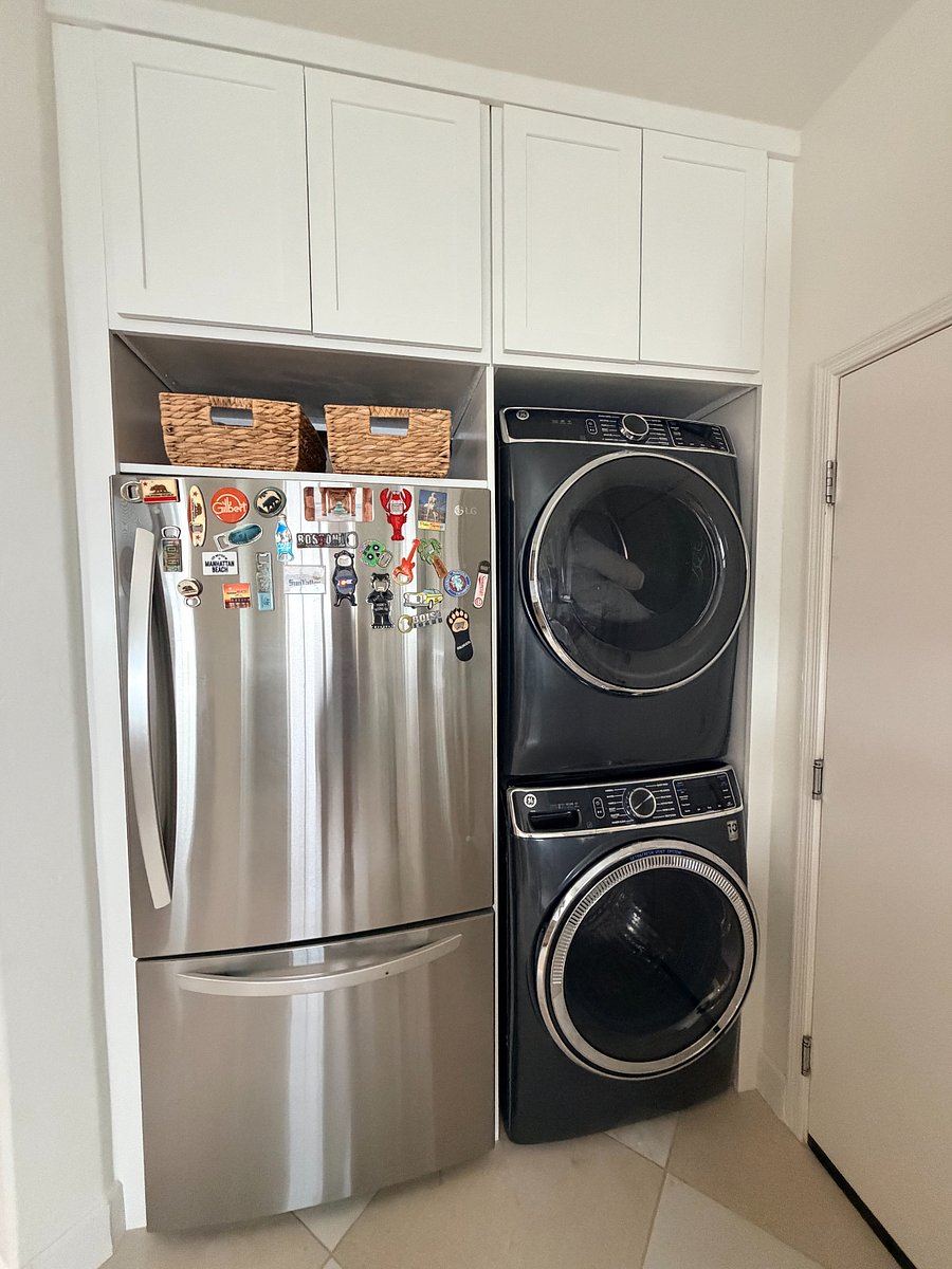 Full-size washer and dryer conveniently located in-home for easy, everyday use.