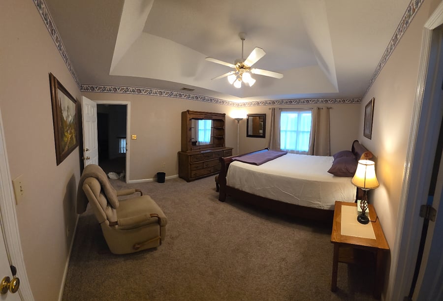 Master bedroom, picture taken from the closet door