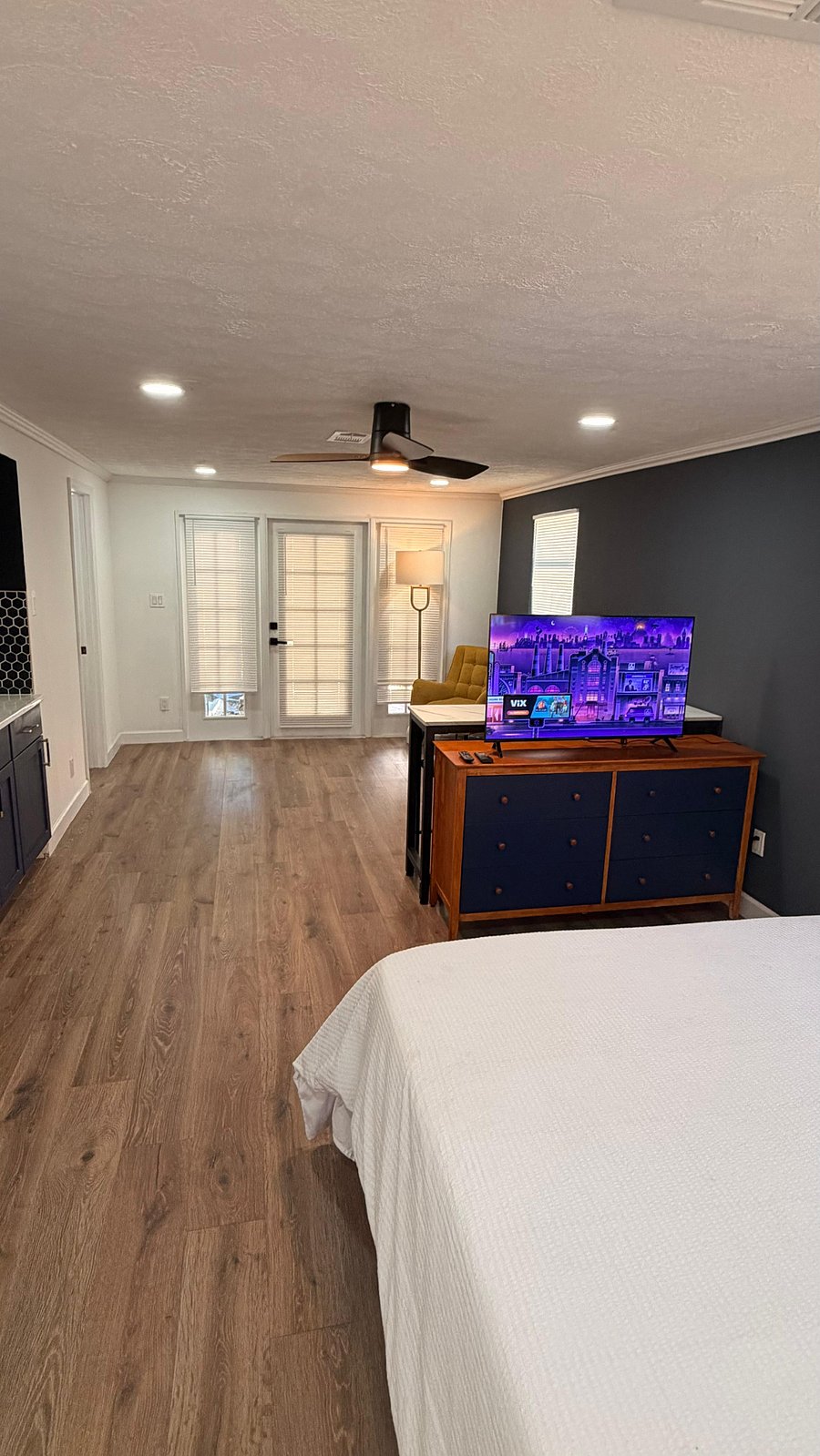 View from the bed showing your private entrance/exit.