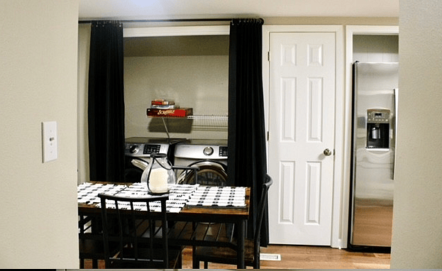 kitchenette with view of new washer/dryer