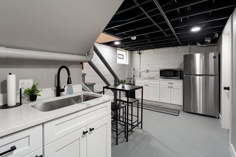 Basement kitchen, shared by Room #s 3 & 4.