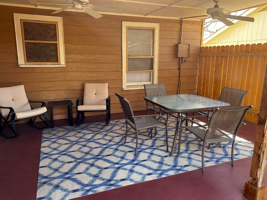 Covered back patio.