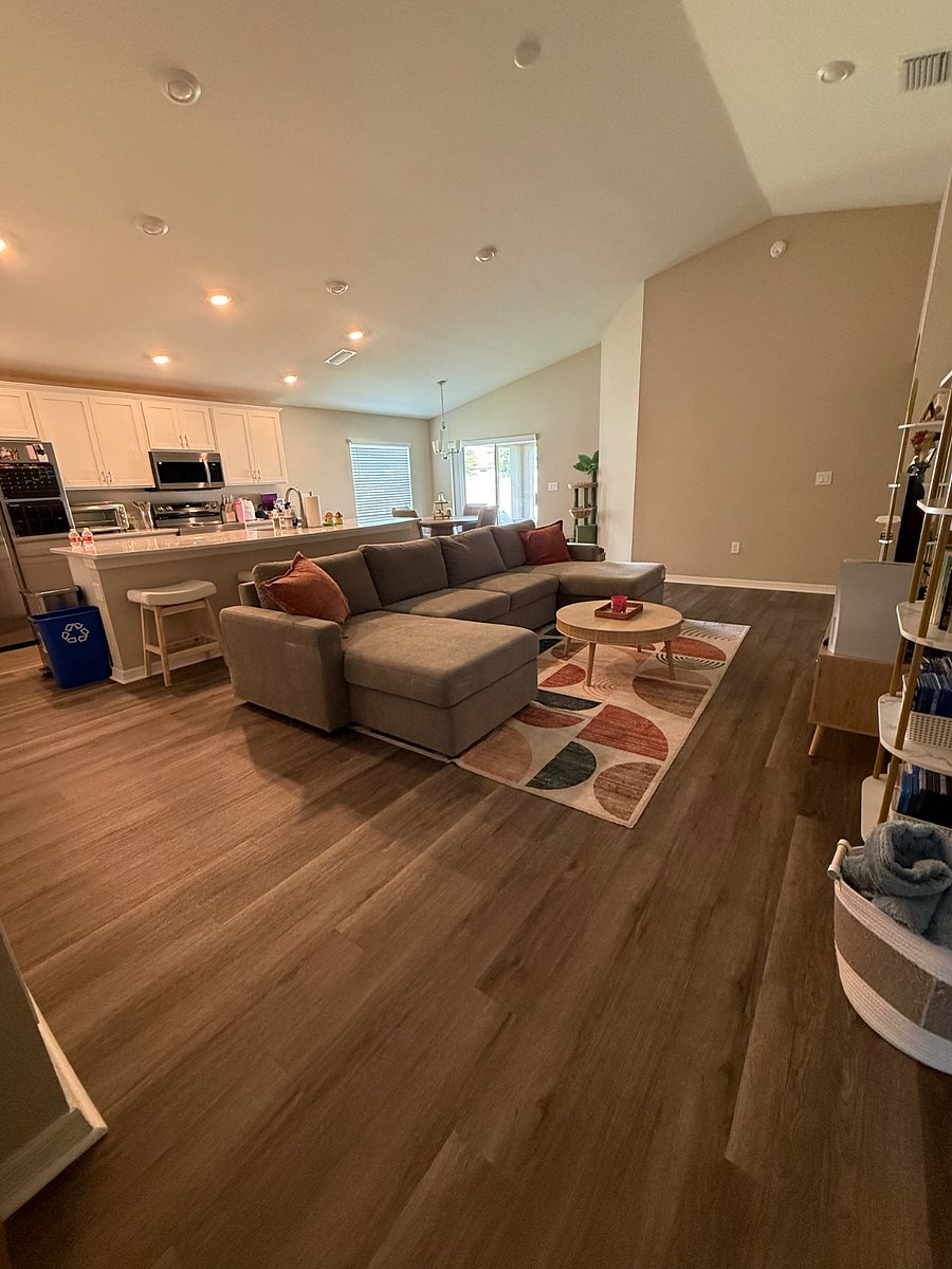Living Room, Dining, and Kitchen
