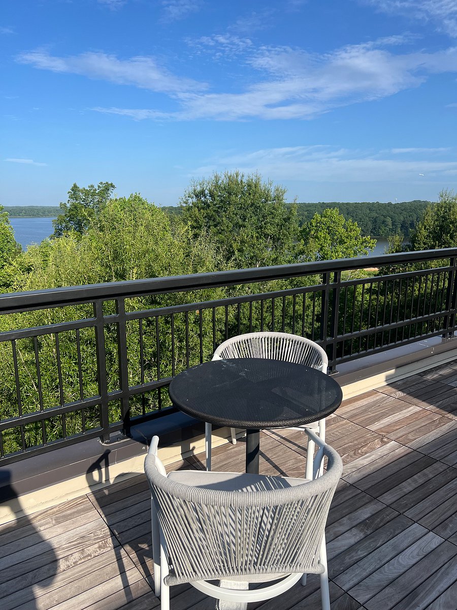 View of Lake Crabtree from the rooftop deck