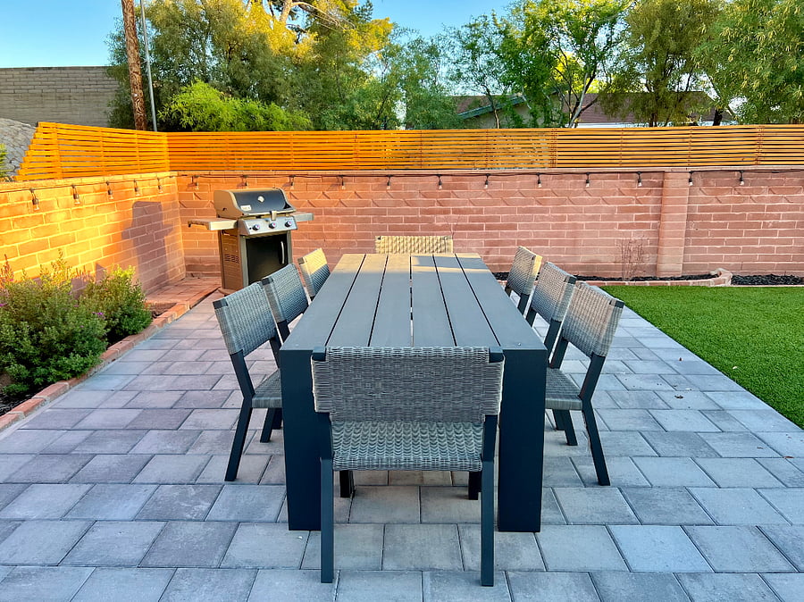 Grill on our propane grill and eat a meal in the outdoor dining area or just enjoy the sounds of nature in the private, manicured back yard.