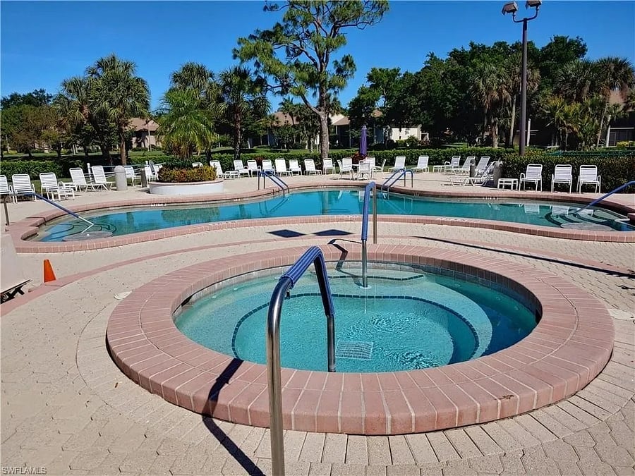 Community Pool and hot tub, both salt water heated