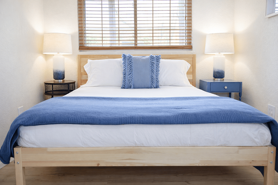 Rest and recharge in the primary queen suite, featuring a dedicated workspace and fast Wi-Fi for remote workers in Colorado Springs.