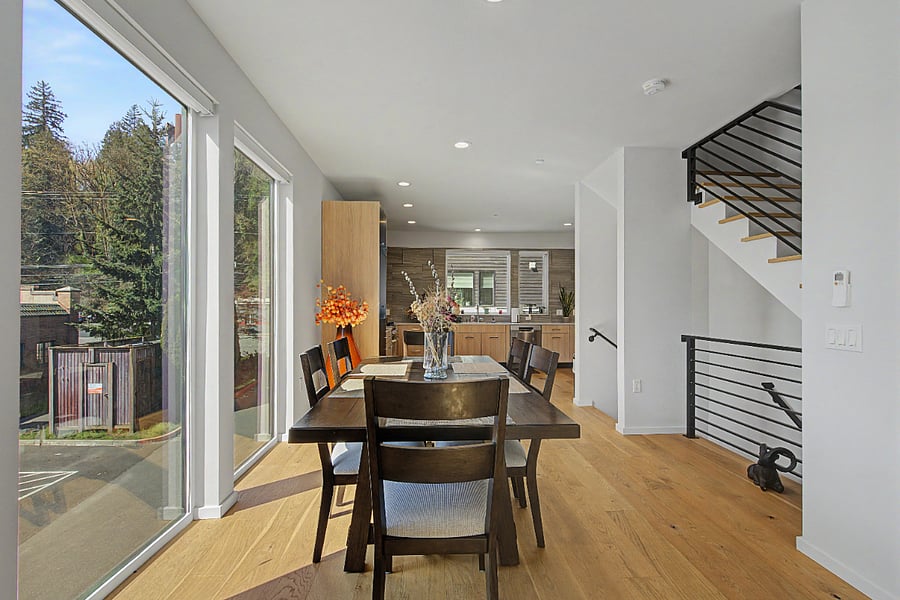 Dining room and kitchen