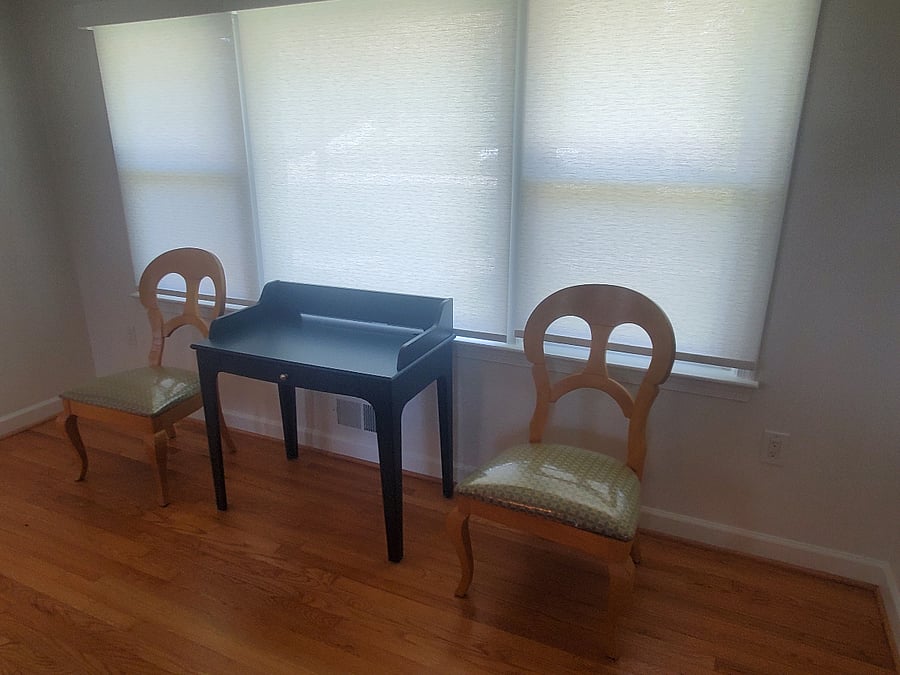 Living room front window with your desk.