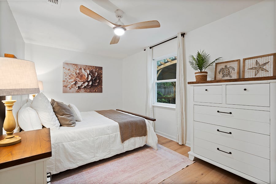 Every bedroom has blackout curtains, extra sheets, blankets, and pillows, laundry, baskets, hangers in the closet and all of the necessary items for a home away from home. 