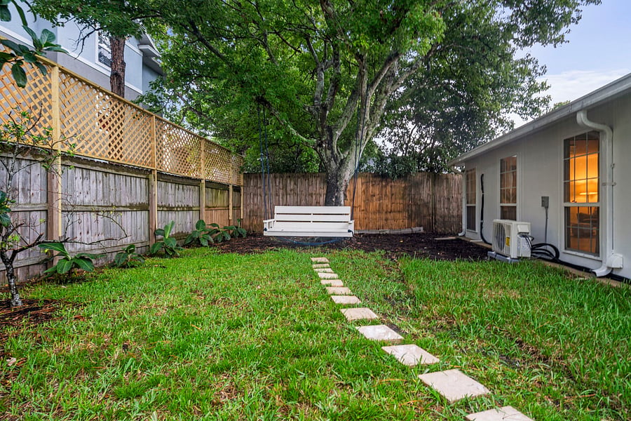 Beautifully landscaped, large backyard, fully fenced and private for your outdoor enjoyment. 