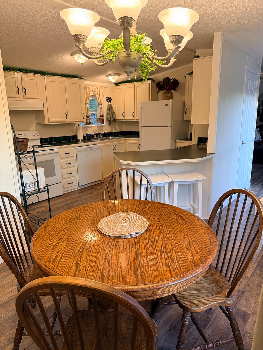 Dining room and kitchen.