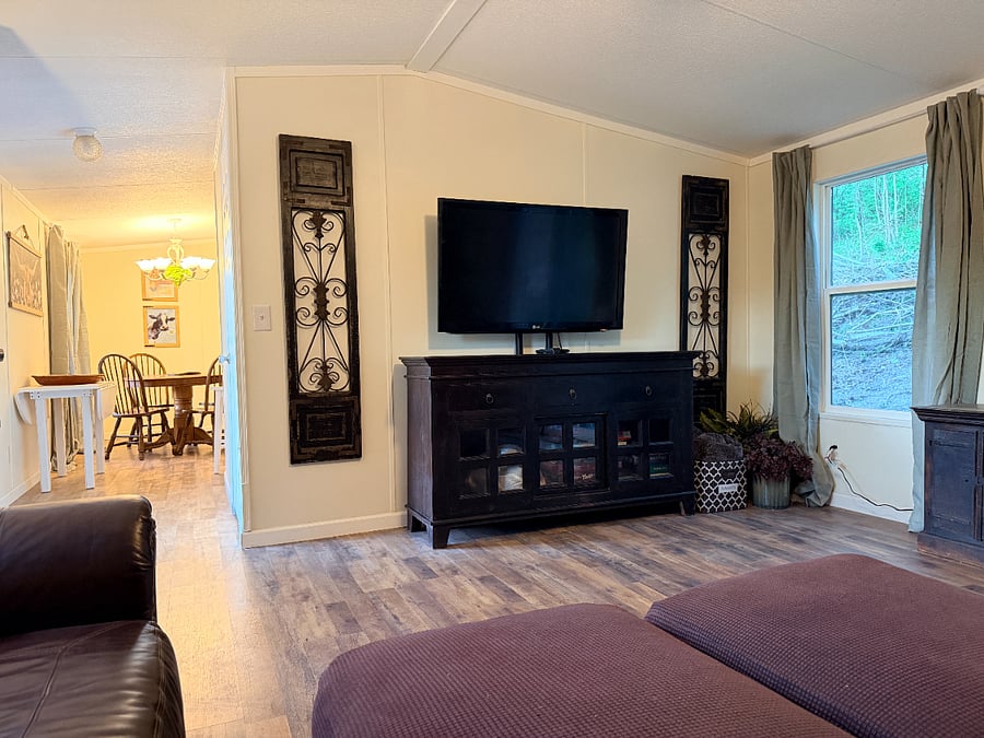 Living room view from the corner of the sectional.