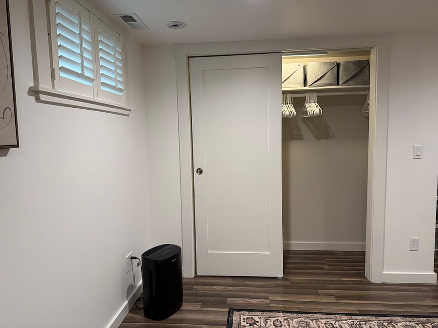 Closet in the primary bedroom