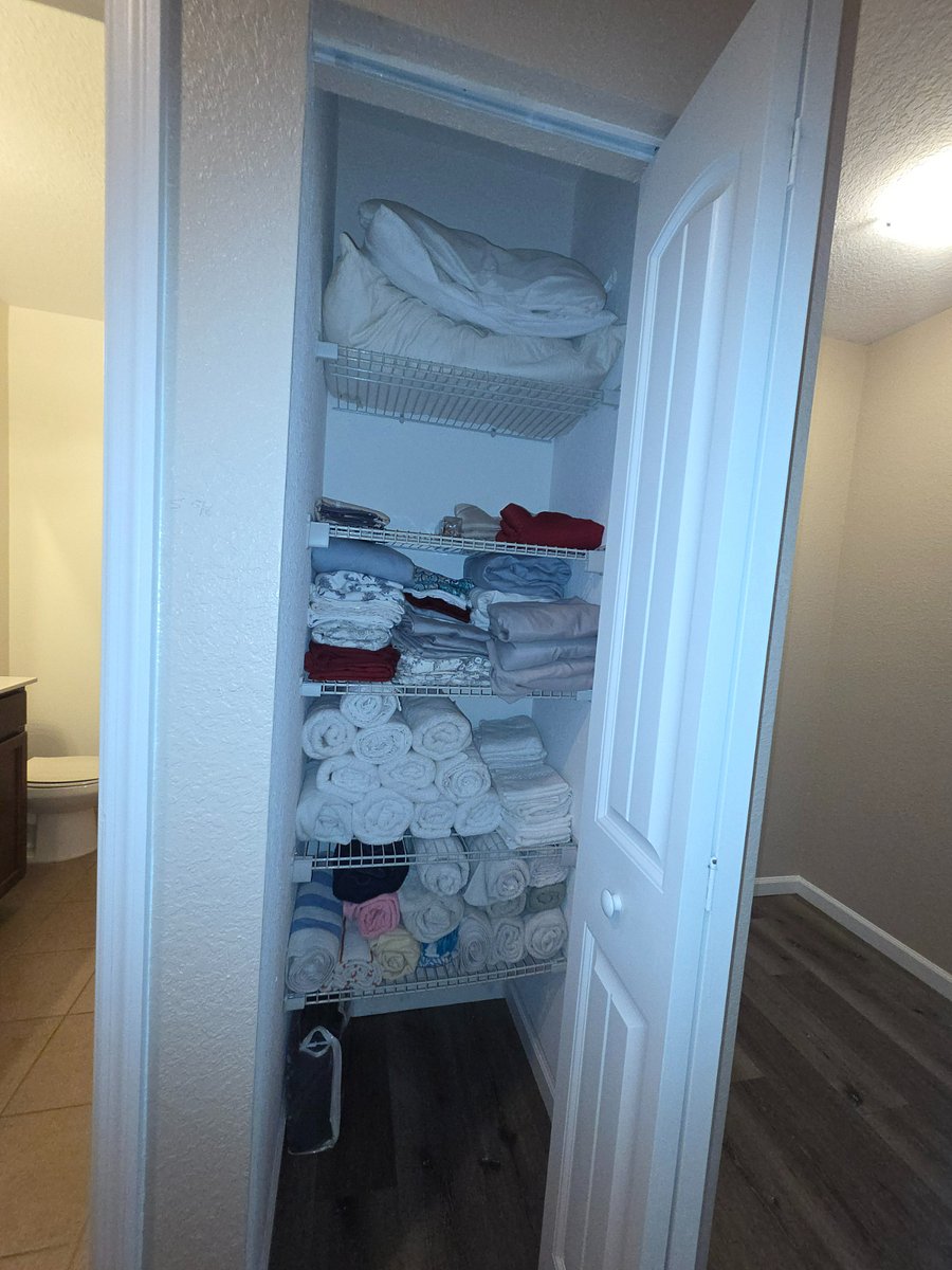 Fully stocked linen closet