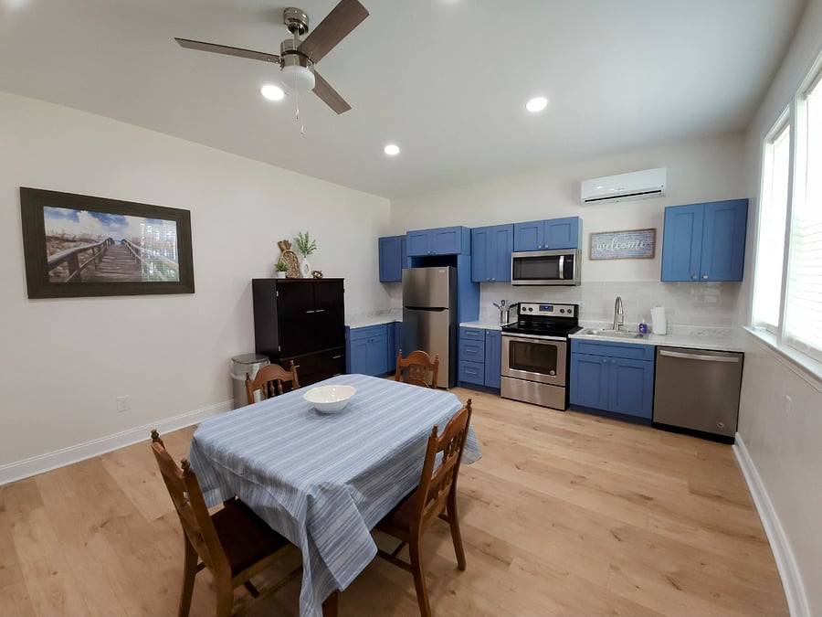 Kitchen and dining located on the first floor.