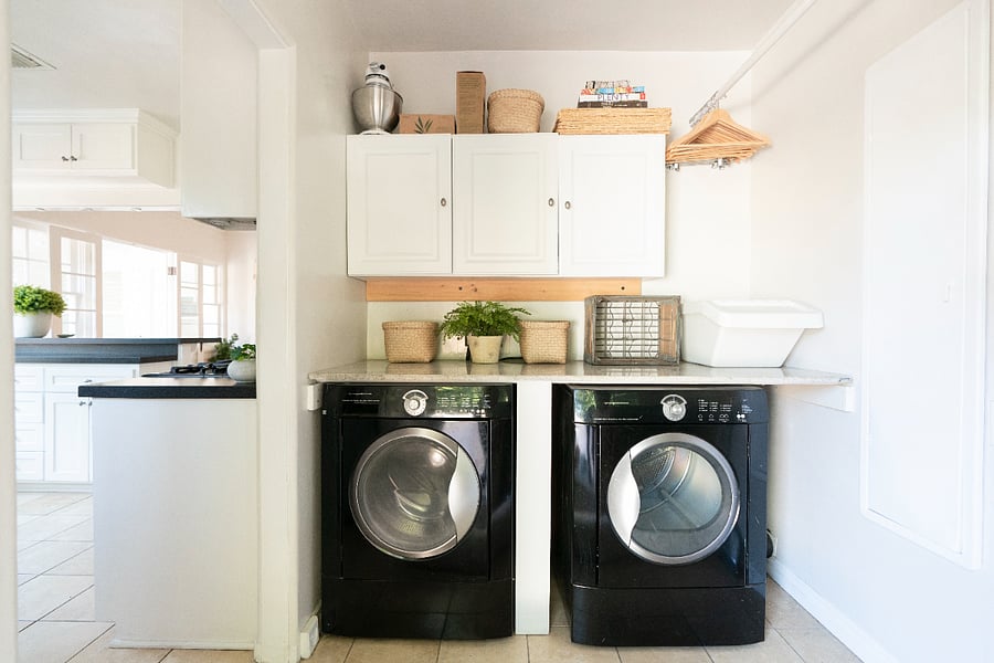 In-unit washer and dryer, set up for longer stays.