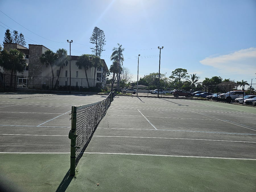 Tennis court. Rackets are provided in the condo. Need the master key for entry.
