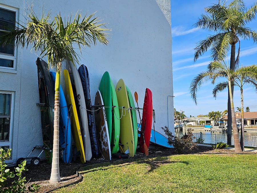Can rent a space for your paddle board/kayak for a small fee to condo association.