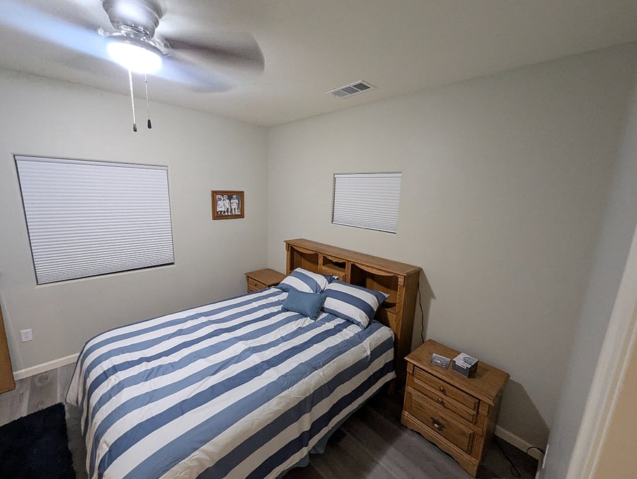 Back bedroom #2. Master bedroom with 2 closets and the bathroom.