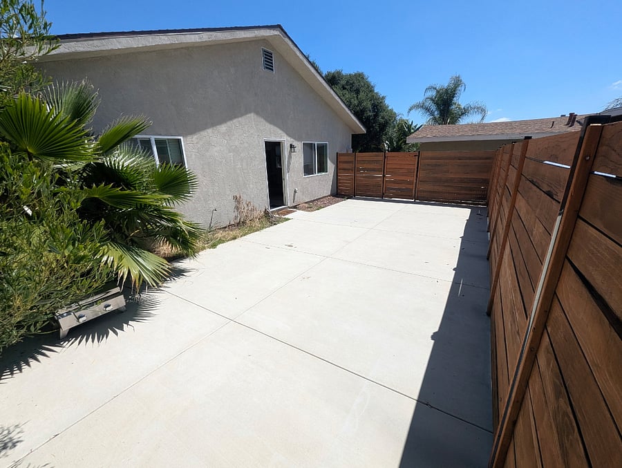 Completely fenced in backyard