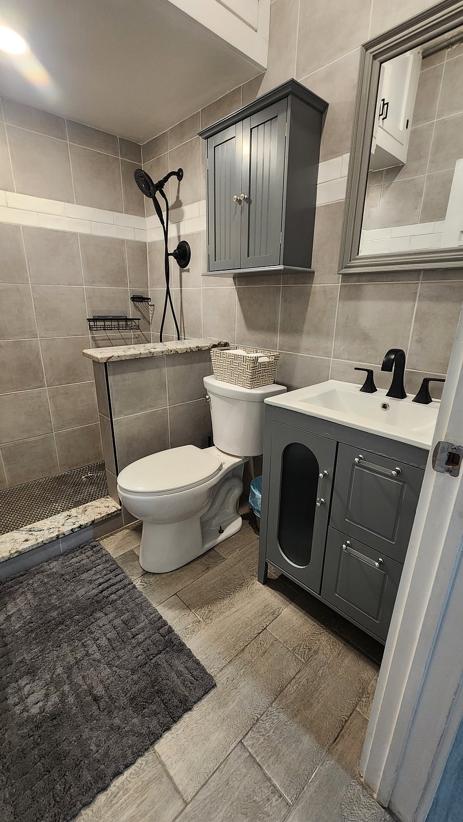 bathroom with walk in shower