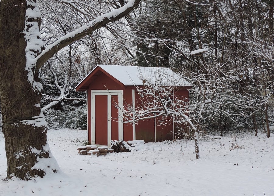 BACK YARD AND SHED IN WINTER