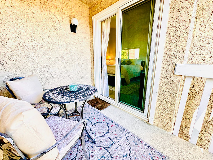 Upstairs balcony patio from Main Bedroom.
