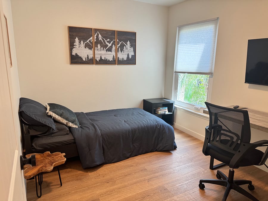 bedroom 4 with work space and tv. there will be a twin bunk bed in this room as of 4/24/26