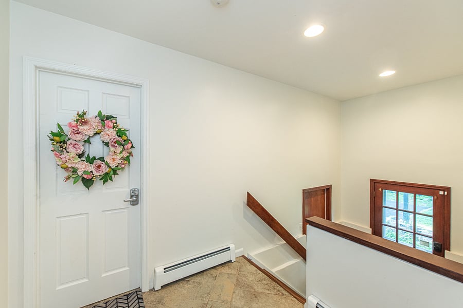 Apartment door has a keyless entry.