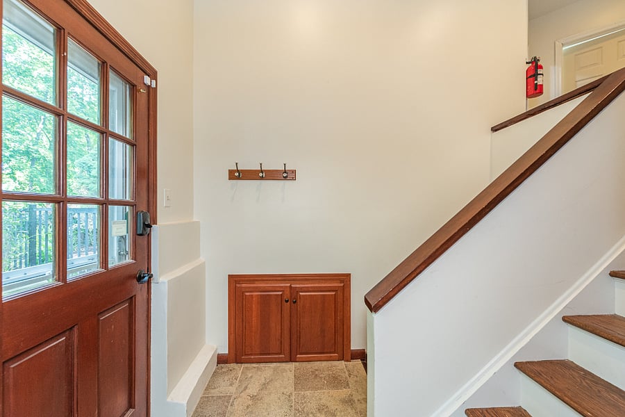 Entry way from outside, you will have to go up 6 steps to get to the apartment door.