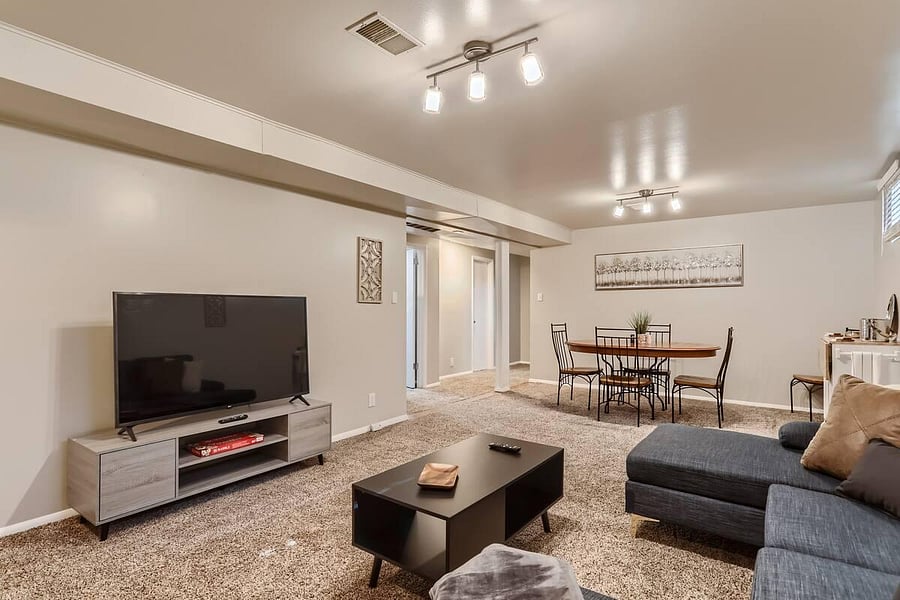 Downstairs living room with smart TV