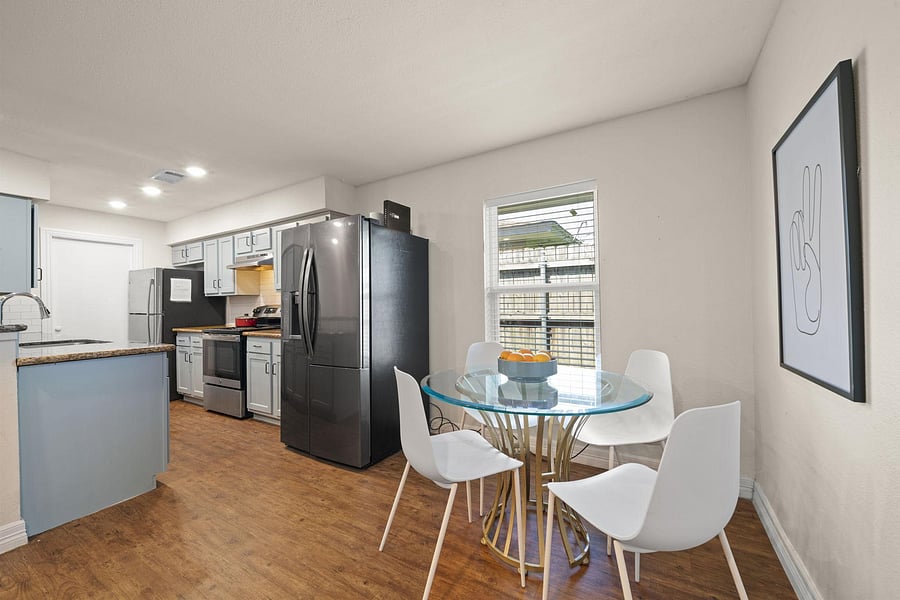 Spacious dining + 2 refrigerators
