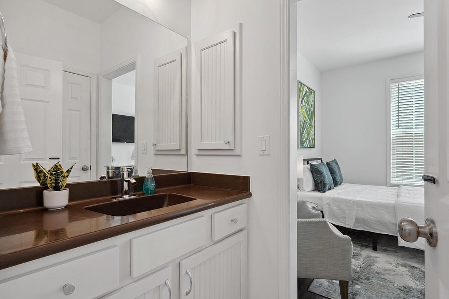 One of the private vanities in one of the rooms