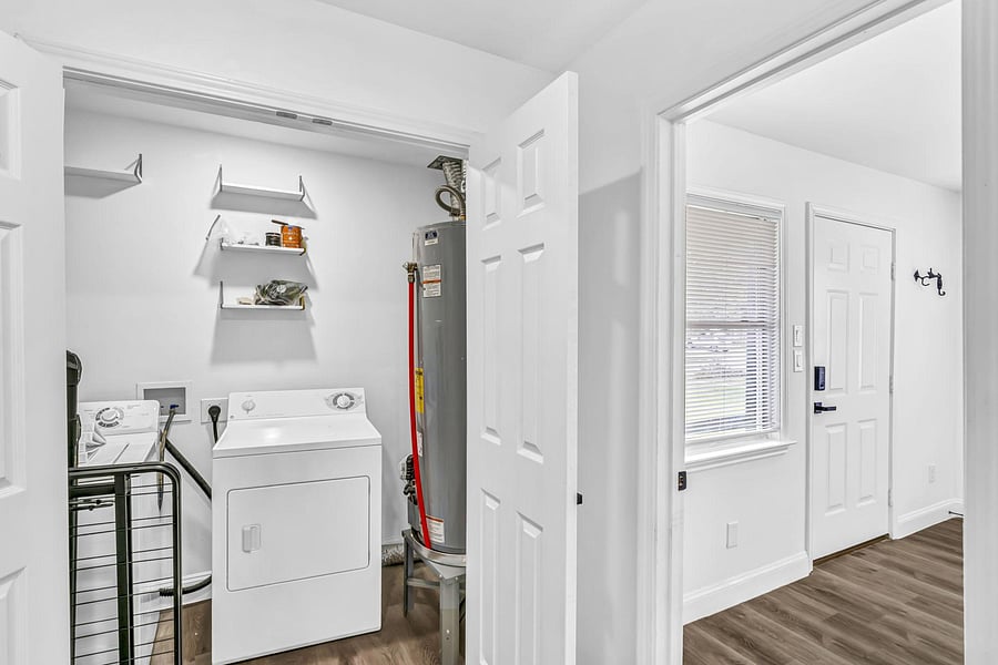 Shared washer & dryer are inside the laundry closet in dining hall.