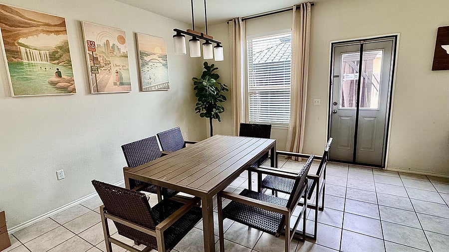 Stylish dining set for meals or catching up.