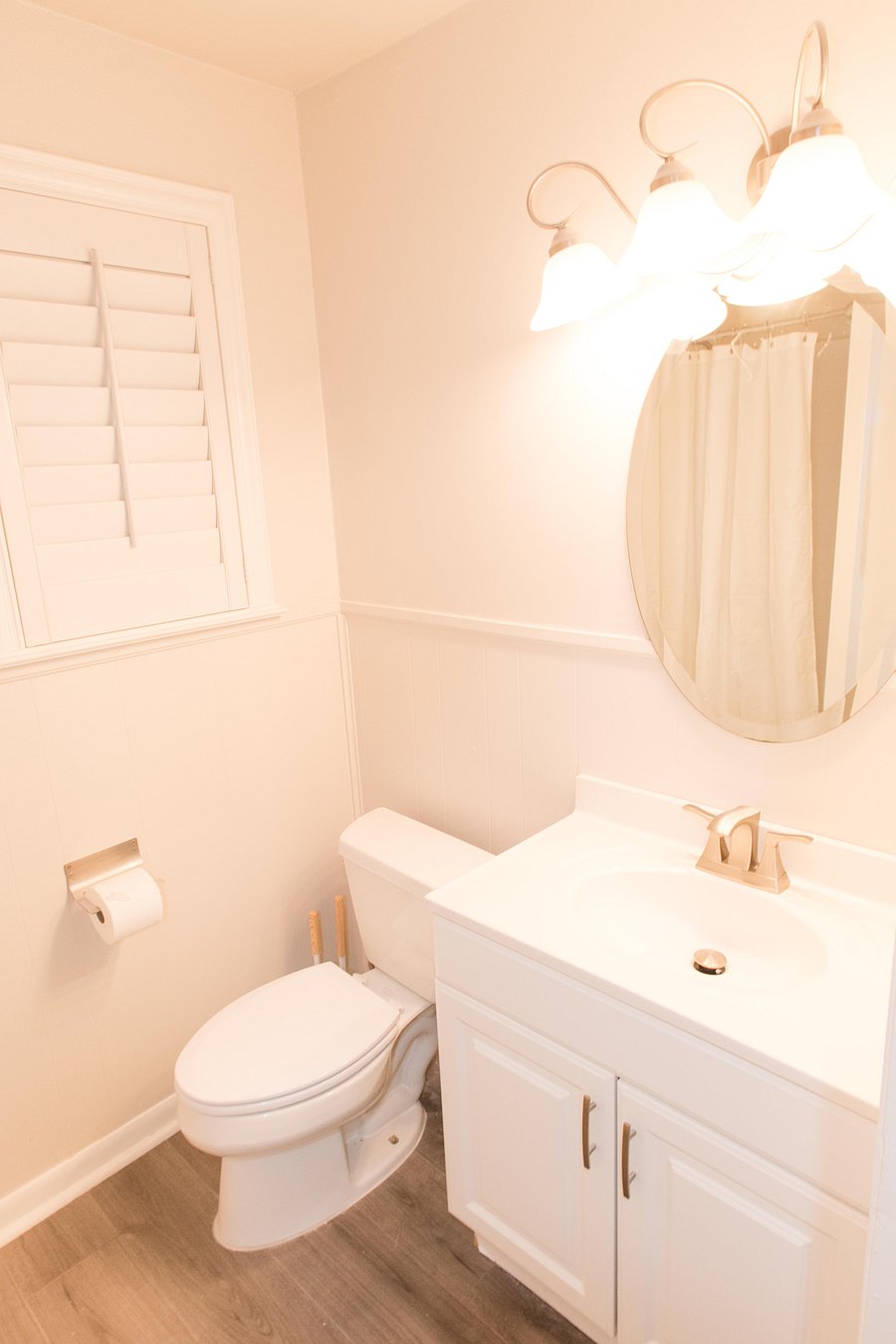 Shared bathroom with shower.