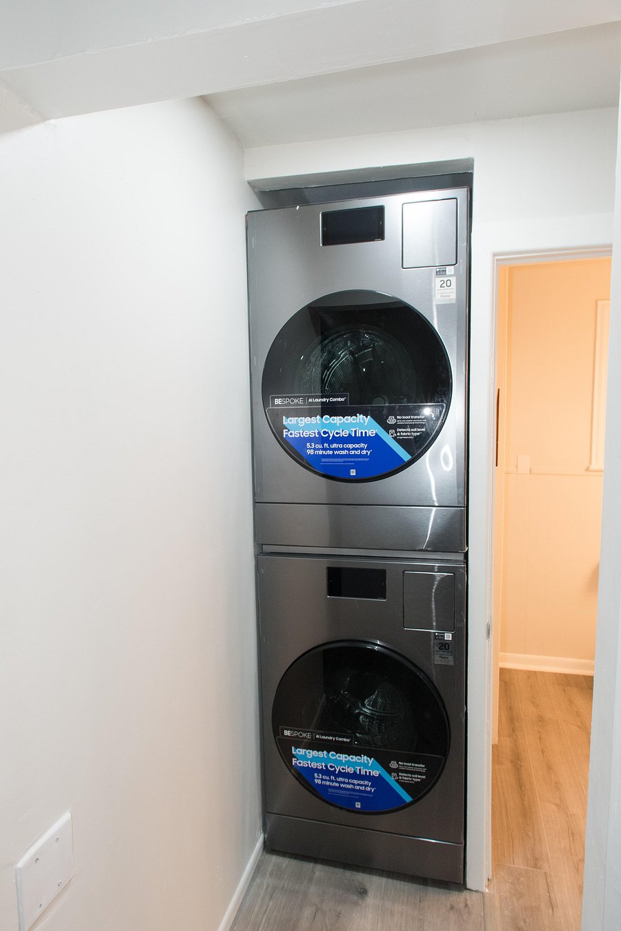 Two washer/dryer combo units.