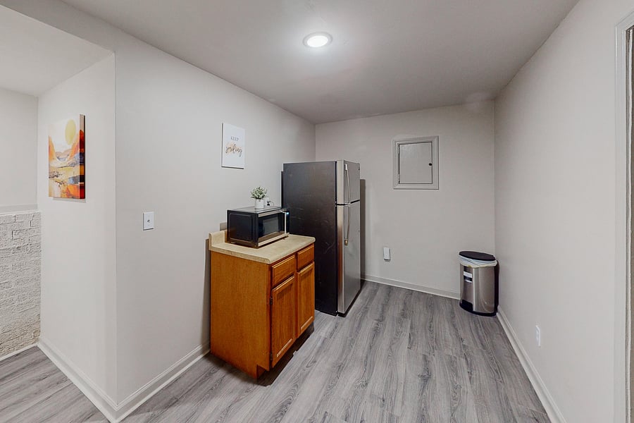 Basement Refrigerator and Microwave