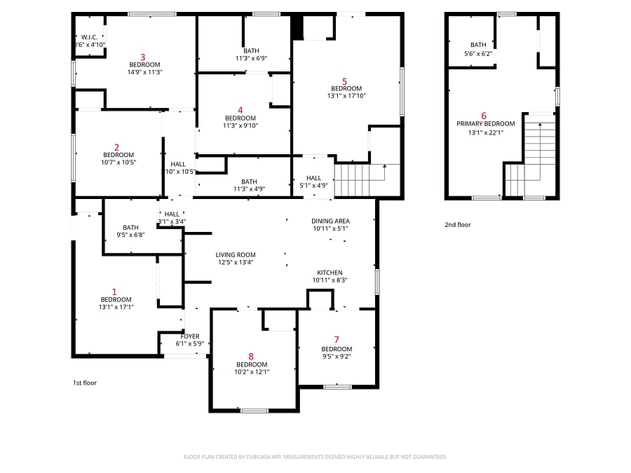 Floorplan with room numbers