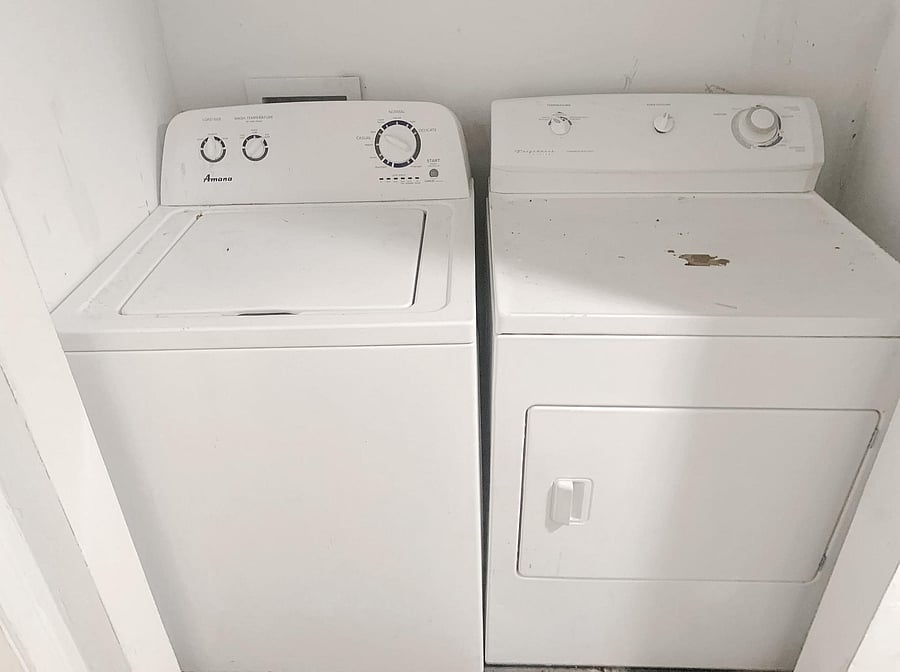 Washer and dryer on site.