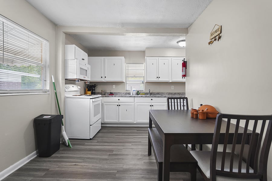 Spacious Kitchen with individual cabinet space for each room!